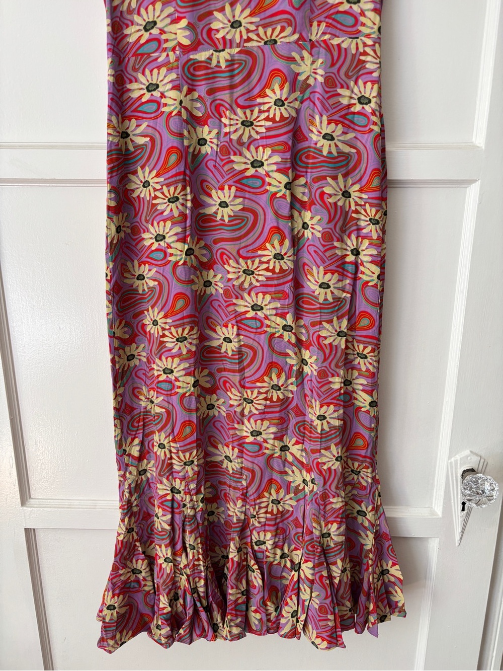 RHODE Lulani Midi Dress Floral Pink Midi Dress with Flutter Hem - Picture 5 of 11
